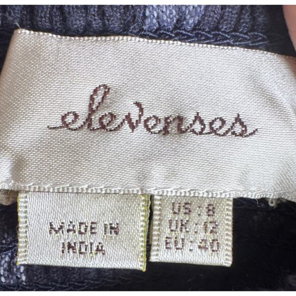 Elevenses Blue Ikat Print Zip Front Jumpsuit Women’s Size 8 Anthropologie Boho - Picture 8 of 10